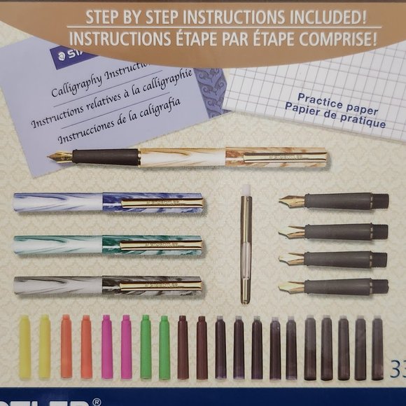 New! Staedtler 33 Piece Calligraphy Set With Interchangeable Points 5 Nibs/ 5 Pl - Picture 4 of 10